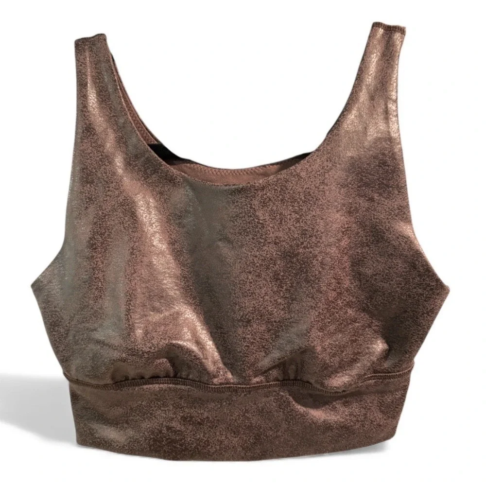 OFFLINE by Aerie Bronze Metallic Crackle Sports‎ Bra Women XS Medium Support